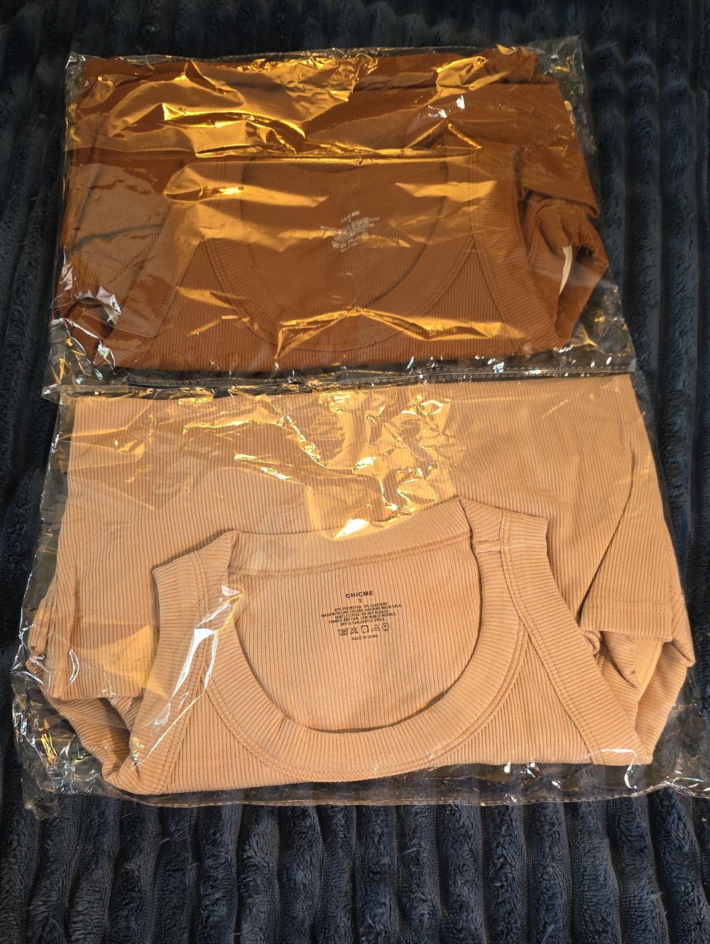 NWOT - 2 For $22 Ribbed Tank Tops in Camel And Tan Colors, Built In Bra.